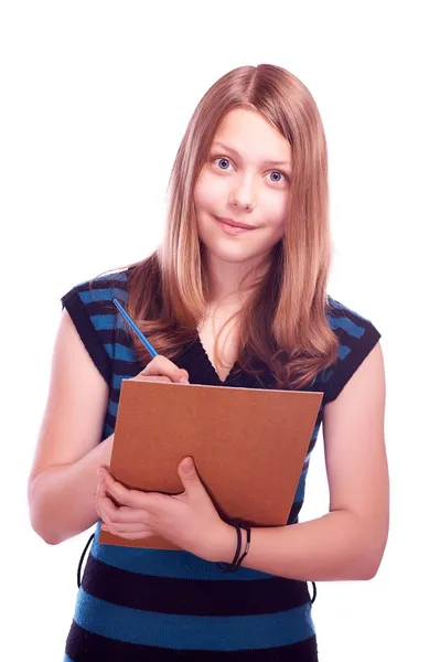 Teen girl drawing — Stockfoto