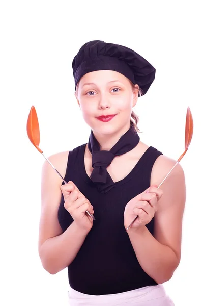 Teen girl posing with ladle — Stock Photo, Image