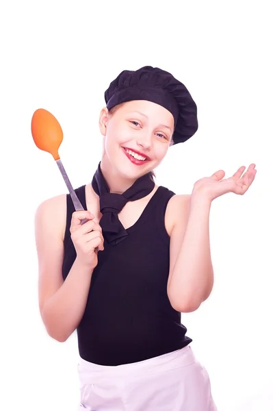 Chica adolescente posando con cucharón —  Fotos de Stock