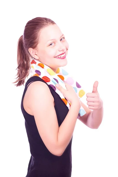 Teen girl staying with towel — Stock Photo, Image