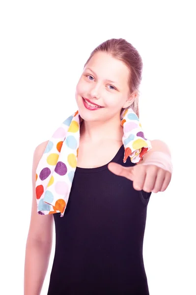 Teen girl staying with towel — Stock Photo, Image