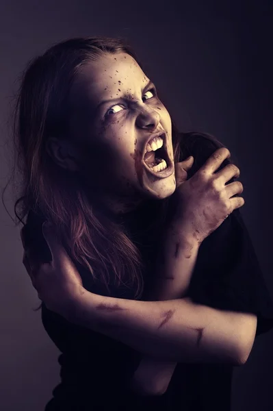 Mad possessed girl — Stock Photo, Image