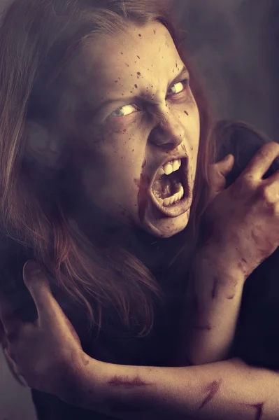 Mad possessed girl — Stock Photo, Image