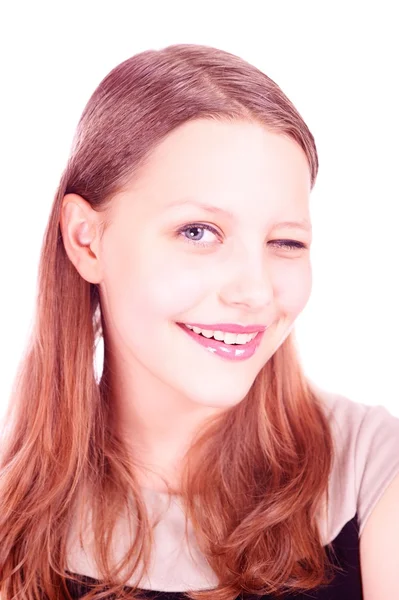 Augenzwinkerndes Teenie-Mädchen — Stockfoto