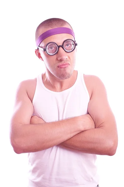 Sporty nerd in glasses — Stock Photo, Image