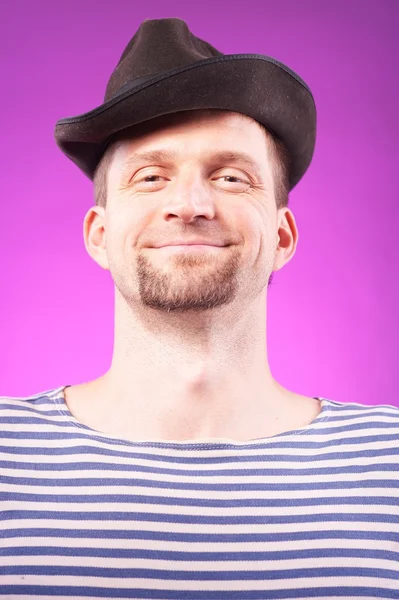 Nörd kille i hatt — Stockfoto