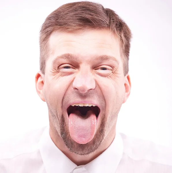 El hombre con la lengua fuera —  Fotos de Stock