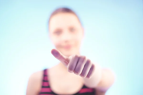 Teen girl showing like — Stock Photo, Image