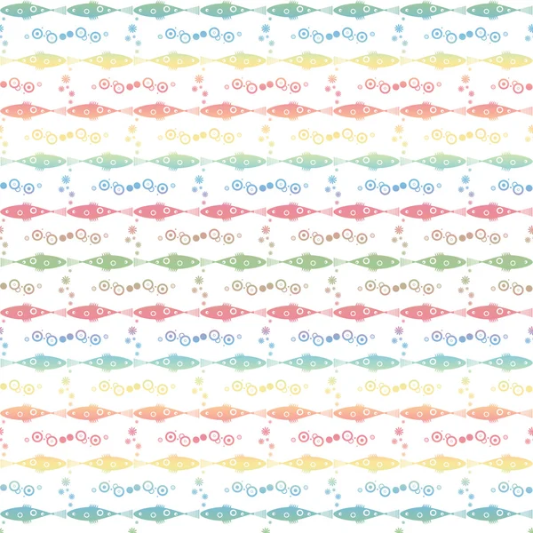 Poisson sans couture et motif floral — Image vectorielle