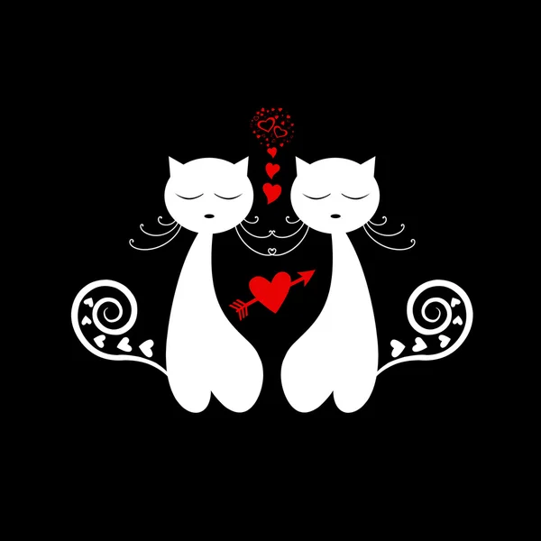 Love Cat Silhouette — Stock Vector