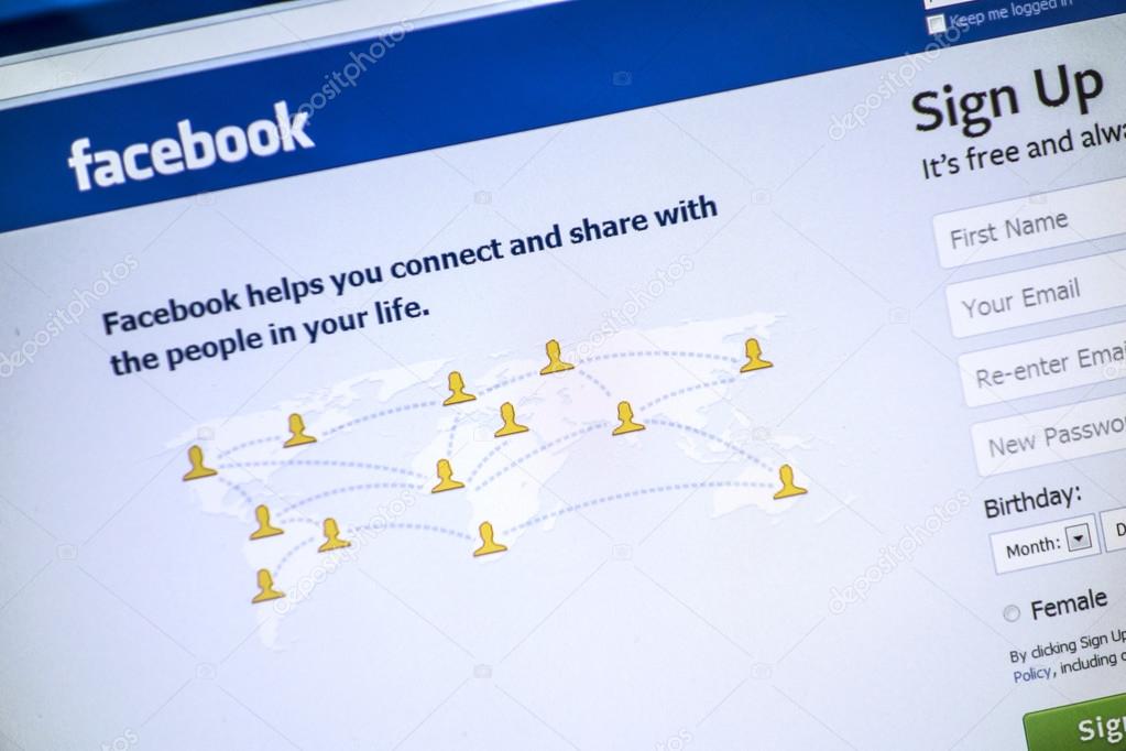 Facebook website display on computer screen