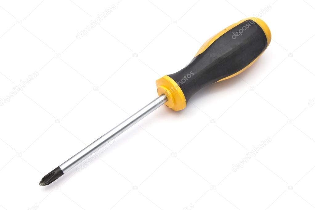 Yellow screwdriver and screws