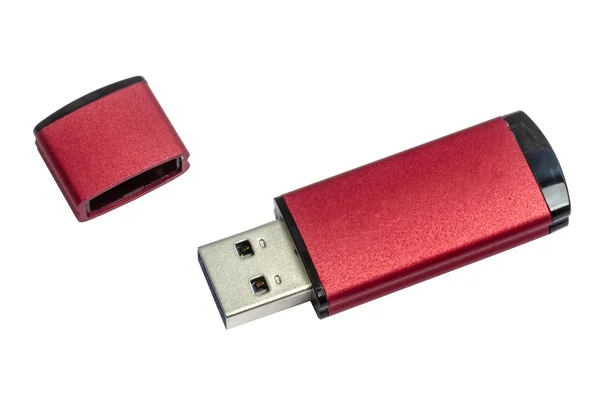 USB флэш-накопитель изолирован на белый — стоковое фото