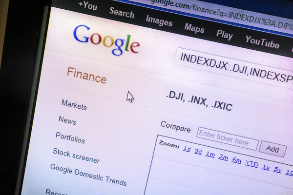 Google finance Webseite — Stockfoto