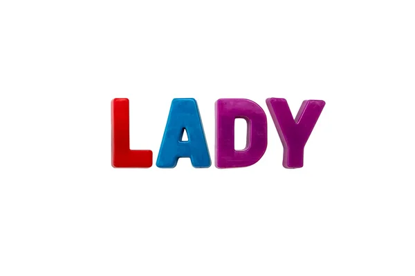 Буквенные магниты LADY изолированы на белом — стоковое фото