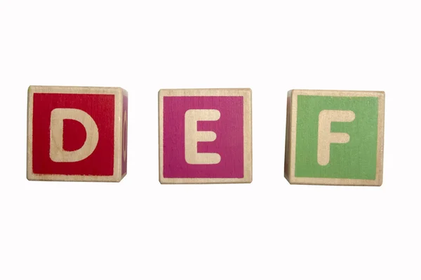 Alphabet blocks DEF — Stock Photo, Image