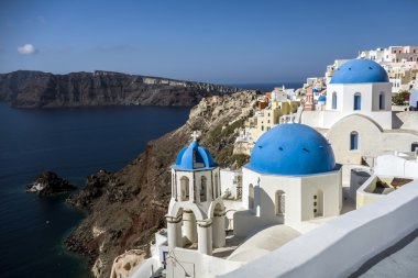 mavi ve beyaz kilise santorini, oia Köyü