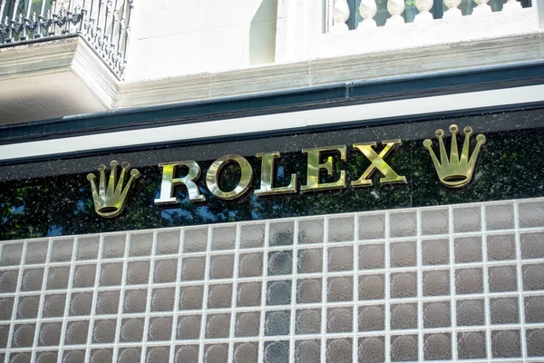 Barcelona Spain May 2022 Rolex Store Sign Rolex British Founded — стоковое фото