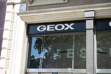 Barcelona, Spain - May 9, 2022: GEOX store. Geox is an Italian brand of shoe and clothing.