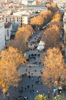 Aerial view of La Rambla of Barcelona, Spain clipart