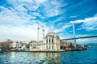 Ortakoy mosque and Bosphorus bridge, Istanbul, Turkey. clipart