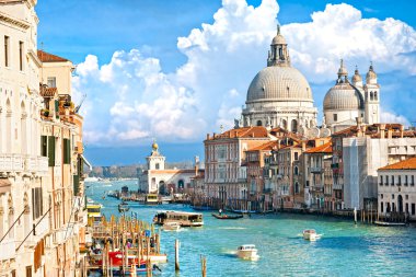 Venedik, büyük kanal manzarasına ve basilica santa Maria della sa