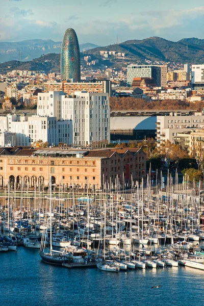 Barcelona port view from the air. — Stock Photo, Image