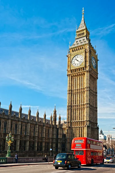 Big ben, gmachu Parlamentu i Mostu Westminsterskiego — Zdjęcie stockowe