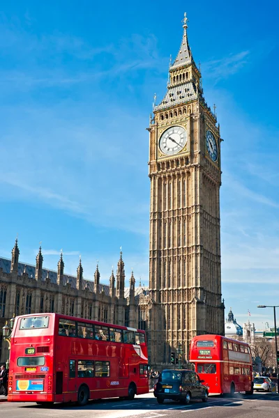 Le Big Ben, la Chambre du Parlement et le pont de Westminster — Photo