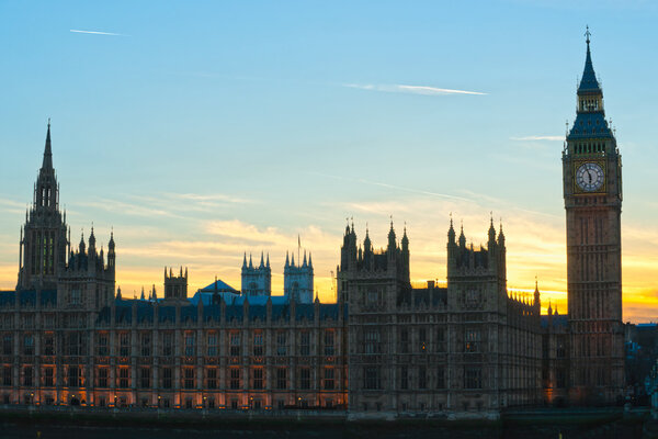 The Big Ben, the House of Parliament and the Westminster Bridge