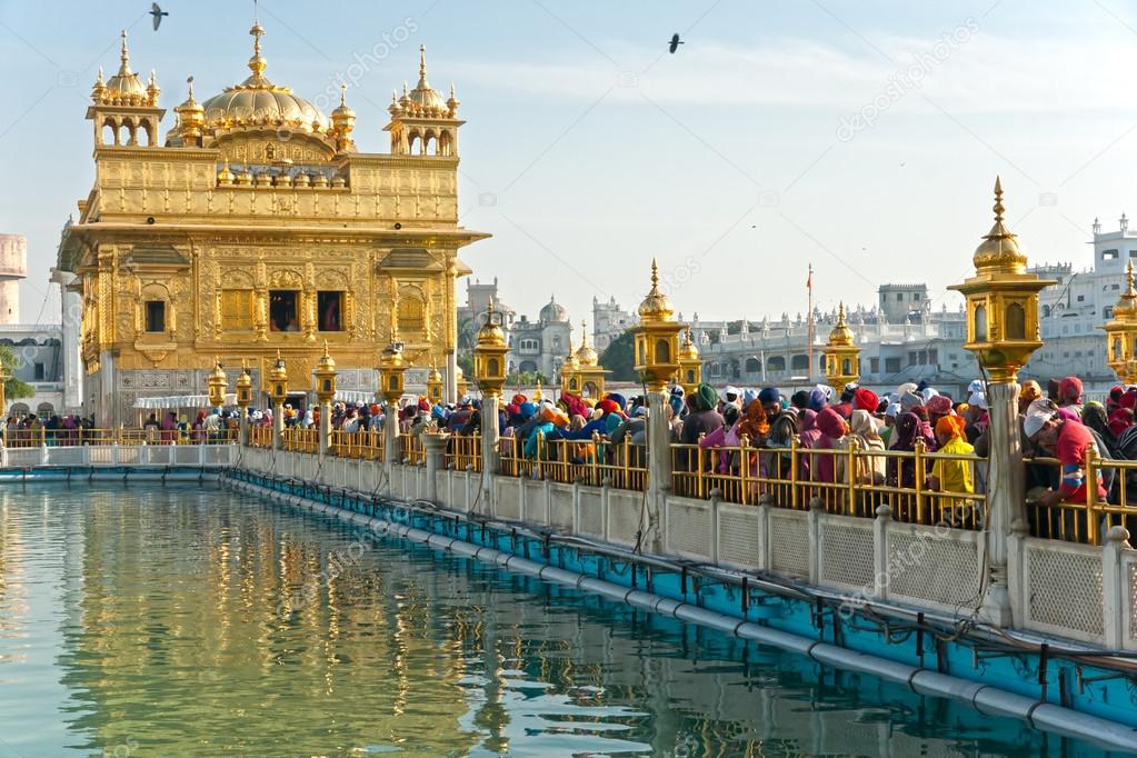 AMRITSAR, INDIA - DECEMBER 17: Sikh pilgrims in the Golden Templ