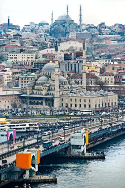 istanbul galata Kulesi, Türkiye üzerinden günbatımı.