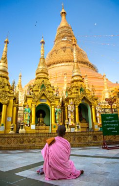 dua shwedagon Selami, yangoon, myanmar genç bayan monk.