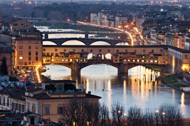 panoramik ponte Vecchio, florence. Toskana.