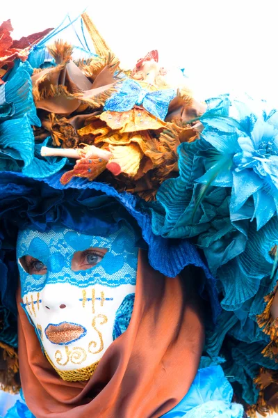 Fehér maszkot, velencei karnevál, Olaszország. — Stock Fotó
