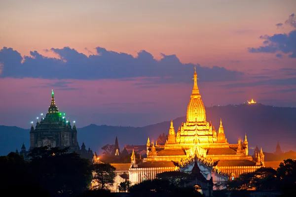 Bagan soumrak, myanmar. — Stock fotografie