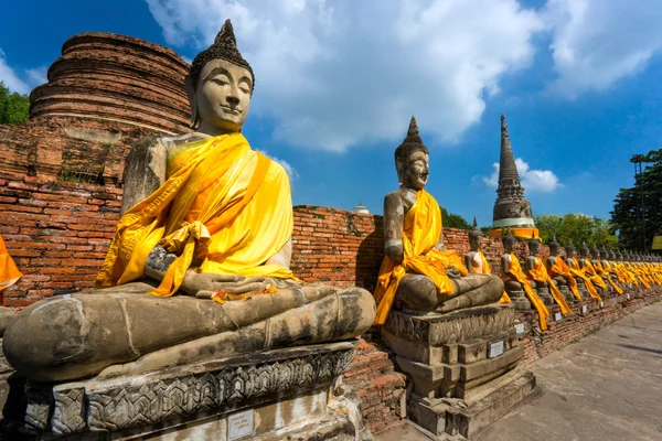 Zničený starý chrám Ayutthaya, Thajsko, — Stock fotografie