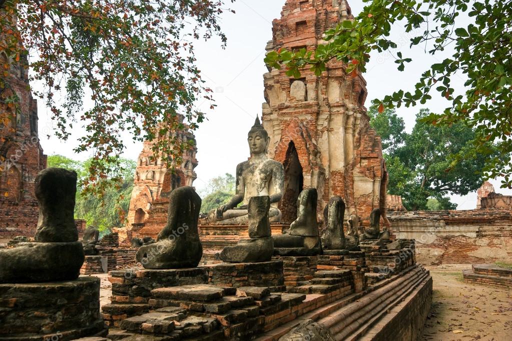 Ruined Old Temple of Ayuthaya, Thailand,