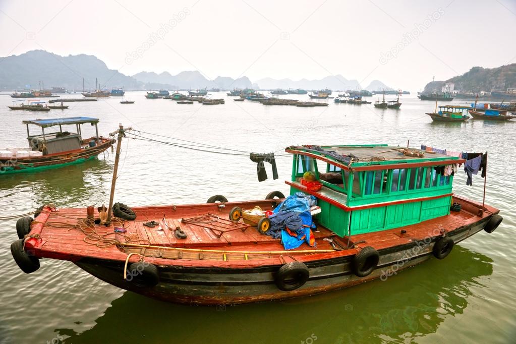 Boat in Cat ba Island, Halong Bay, Vietnam. Unesco World Heritag Stock