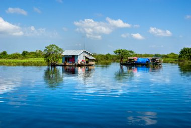 yüzen ev ve tekne-evi tonle sap Gölü, Kamboçya.