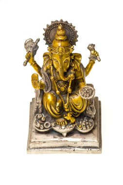 ganesh boyalı altın ve gümüş, bronz heykeli.