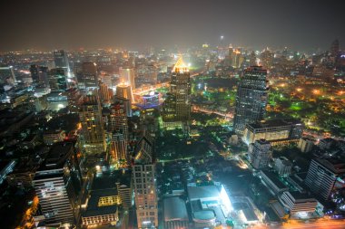 Bangkok, Tayland gece görünümü.