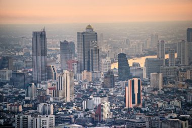 gün batımında, Tayland Bangkok manzarası.