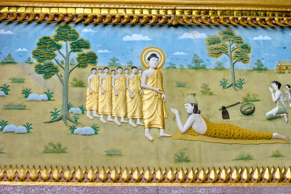 Pintura dentro de um templo budista em Luang Prabang, Laos . — Fotografia de Stock