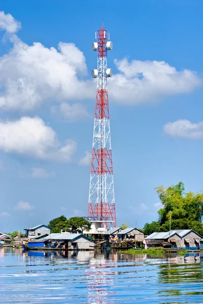 Big Communication Tower in Tonle Sap Lake, Cambodia. — Stock Photo, Image