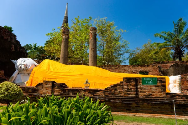 Reclinig Buddhy, ayutthaya, Thajsko, — Stock fotografie