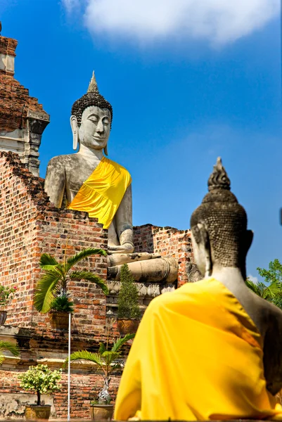Vernietigde oude tempel van Ayutthaya, Thailand, — Stockfoto