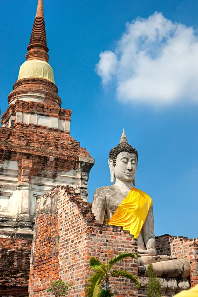 Zničený chrám ayuthaya, Thajsko, — Stock fotografie