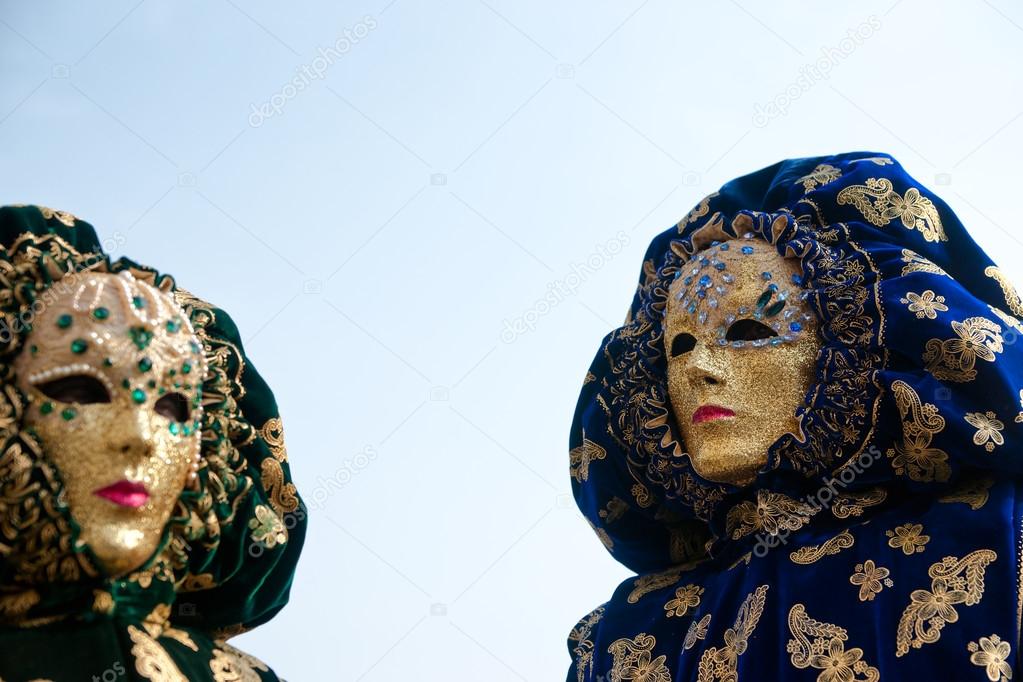Venice Mask, Carnival. Focus on the right mask.