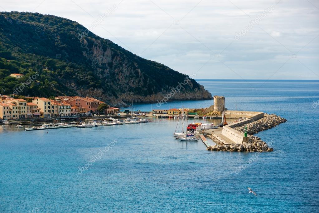 View of Marciana Marina, Isle of Elba, Livorno, Italy.